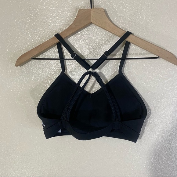 Bombshell Sportswear BRAID BACK Silver Ring Sexy SPORTS BRA in Black Fit Size S - Picture 7 of 9